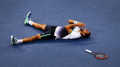 Marin Cilic of Croatia reacts after defeating Kei Nishikori of Japan to win the men's singles final at the US Open on September 8, 2014 in the Flushing neighborhood of the Queens borough of New York City. Matthew Stockman / Getty Images