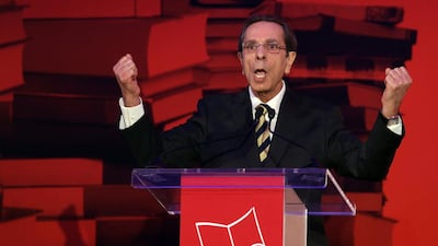 Rabai Al Madhoun was on Tuesday night declared the winner of the International Prize for Arabic Fiction for his third novel, Destinies: Concerto of the Holocaust and the Nakba. Delores Johnson / The National