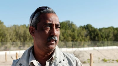 Salim Javed Manager of terrestrial assessment and conservation for Environment Agency - Abu Dhabi speaks to journalists at the Al Wathba Wetland Reserve in Abu Dhabi. Christopher Pike / The National