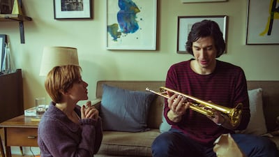 This image released by Netflix shows Scarlett Johansson, left, and Adam Driver in "Marriage Story." Netflix via AP