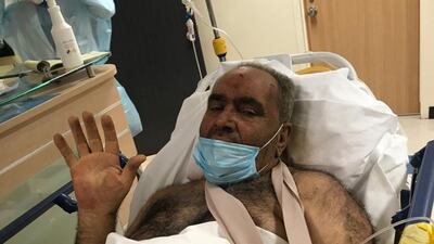 Fisherman Waleed Taha who was rescued by his son, Khaled Taha, from under the debris at Beirut port. Courtesy Khaled Taha