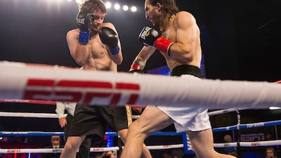Nico Ali Walsh, right, defeated Jordan Weeks in a middleweight clash near Tulsa.