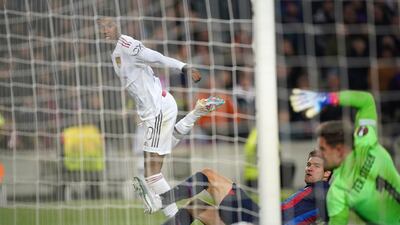 Rashford scores United's first goal. AP