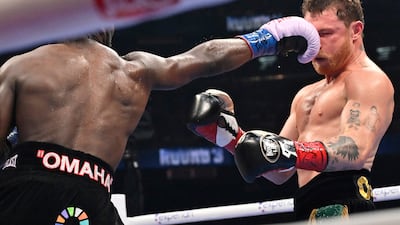 Terence Crawford and Canelo Alvarez in action. AP