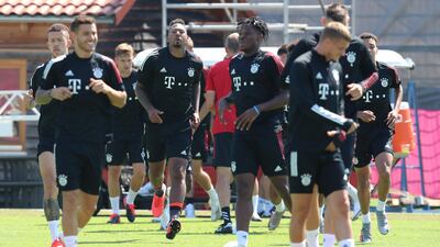 Jerome Boateng trains at the Saebener Strasse ground. Getty
