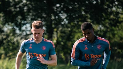 Scott McTominay and Marcus Rashford on the run.