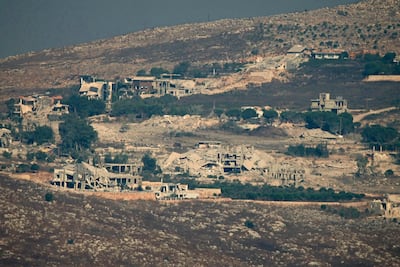 Destroyed houses in the southern Lebanese village of Kfar Tibnit. AFP