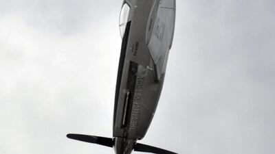 September 16, 2011: A P-51 Mustang airplane is shown right before crashing at the Reno Air show on Friday, in Reno Nevada. The plane plunged into the stands at the event in what an official described as a "mass casualty situation." (AP photo/Grass Valley???