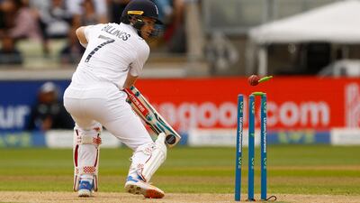 England's Sam Billings is bowled by India's Mohammed Siraj. Reuters