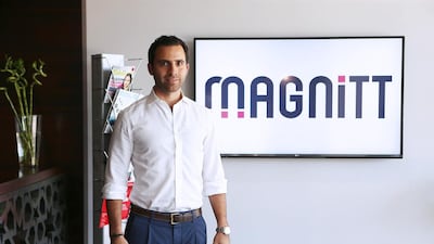 Philip Bahoshy says Magnitt can act as an alternative to in-person pitching meetings, where entrepreneurs sell their ideas to potential investors in Dragons’ Den type settings. Pawan Singh / The National