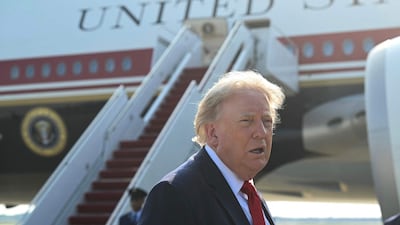 US President Donald Trump speaks to the press before he boards Air Force One for his first flight aboard the Boeing 747-8 that Qatar gifted the United States to use for executive travel, at Joint Base Andrews, in Maryland, July 1, 2026. AFP