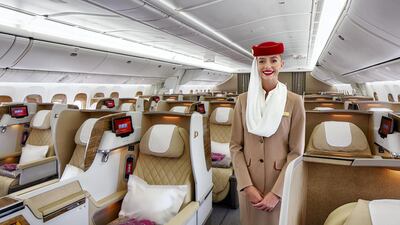 The newly refurbished Emirates 777-200LR aircraft is set in a two-class configuration which offers 38 Business Class seats. Courtesy Emirates