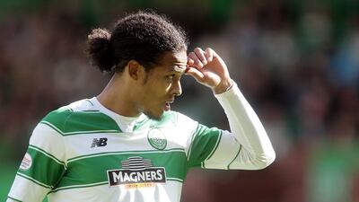 Virgil van Dijk shown on Saturday during his last match in the Scottish Premiership with Celtic. Graham Stuart / Action Images / Reuters / August 29, 2015