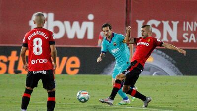 Lionel Messi in action against Mallorca. AP Photo
