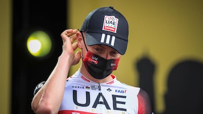 Tadej Pogacar of the UAE Team Emirates attends the team presentation two days ahead of the Tour de France. EPA