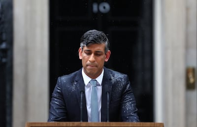 Rishi Sunak calls a general election from a rainy Downing Street in May. Getty Images