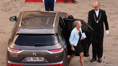 Ms Borne arrives at the Hotel Matignon. AFP