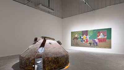 Pieces by Rawdha AlKetbi, left, and Maitha Abdalla. Courtesy Zayed University