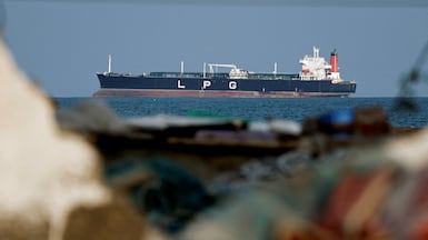 A gas tanker waits near the Strait of Hormuz, which is to reopen under the terms of a US-Iran ceasefire. Reuters