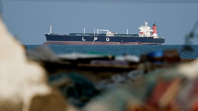 An LPG gas tanker at anchor as traffic through the Strait of Hormuz came to a standstill amid the US-Israeli conflict with Iran. Reuters