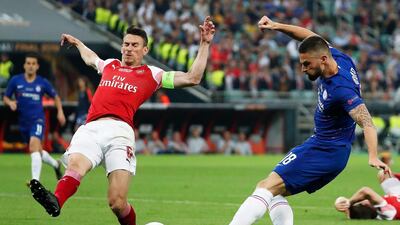 Laurent Koscielny 4/10. Caught out by Giroud for the first goal and the French striker undoubtedly won this battle, particularly in the second half. EPA