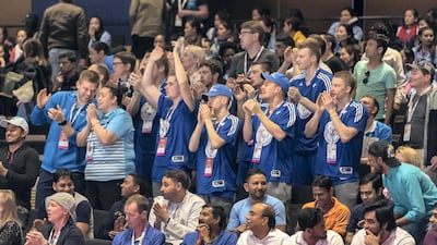 Supporters of Finland watch the match.
