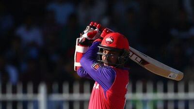 Kumar Sangakkara of Gemini Arabians bats during his team's match against Sagittarius Strikers on Friday in the Masters Champions League. Francois Nel / Getty Images / February 5, 2016