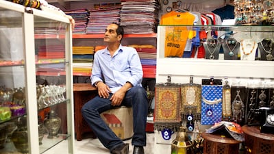 Negahban in between takes while filming a scene during the shooting of the short film '51' at the Central Souk in Abu Dhabi on June 28, 2013. Christopher Pike / The National