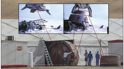 This comparison image shown on Reddit annotated the objects with vehicles from the movies.