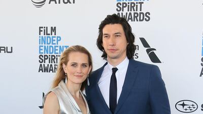 Adam Driver and Joanne Tucker arrive at the 34th Film Independent Spirit Awards on Saturday, February 23, 2019. AFP
