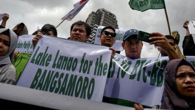 A picket line for the Muslim community's bid for self-governance. Jes Aznar/ Getty