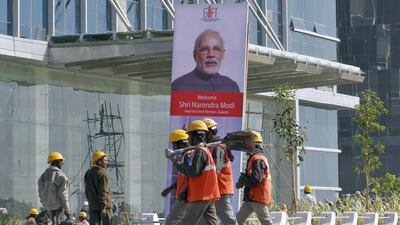 Workers at Gujarat International Finance Tec-City. Amit Dave / Reuters