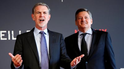 Netflix appointed its content chief Ted Sarandos (right) to co-CEO, making the 20-year veteran of the pioneering streaming video service a clear successor to co-founder Reed Hastings (left). Reuters.