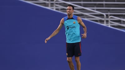 Sergio Busquets takes part in a training session. Getty