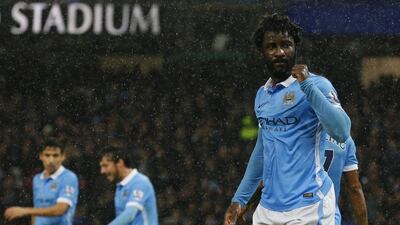 Manchester City's Ivorian striker Wilfried Bony was subdued in his celebration after scoring against his former club Swansea City. Lindsey Parnaby / AFP