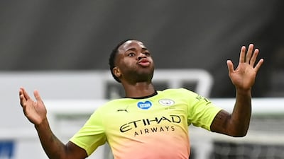Raheem Sterling celebrates scoring Manchester City's second goal in their 2-0 victory at Newcastle United in the FA Cup quarter-finals on Sunday, June 28. Reuters