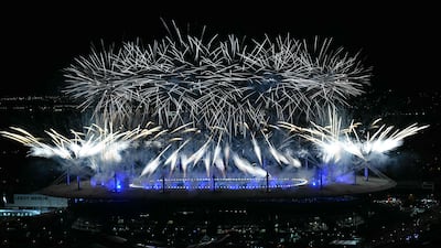 Fireworks iluminate the sky at the end of the closing ceremony of the Paris 2024 Olympic Games at the Stade de France, in Saint-Denis, in the outskirts of Paris, on August 11, 2024. AFP
