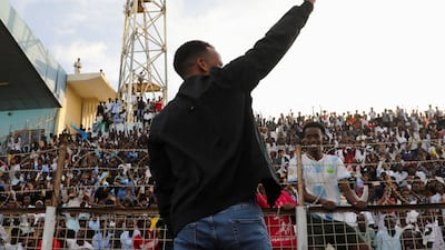 Artan waves to fans at the Mogadishu stadium, in Mogadishu, Somalia, on June 10, 2026. Reuters