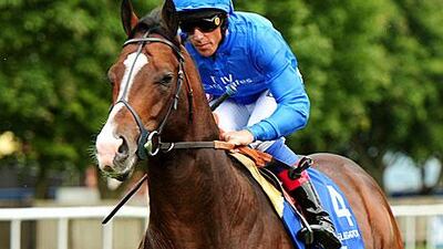 Delegator, with jockey Frankie Dettori aboard, did not challenge in the Darley July Cup.