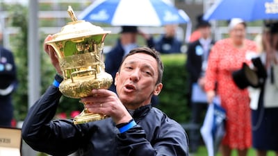 Jockey Frankie Dettori celebrates winning the Prince of Wales's Stakes onboard Crystal Ocean. Press Association
