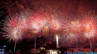 Sheikh Zayed Heritage Festival drone and fireworks New Year’s Eve display held at Al Wathba, Abu Dhabi. Victor Besa / The National