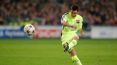 Lionel Messi of Barcelona scored twice in a Champions League 2-0 win over Ajax Amsterdam on Wednesday night. Dean Mouhtaropoulos / Getty Images / November 5, 2014