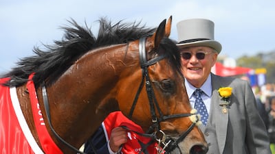 MELBOURNE, AUSTRALIA - NOVEMBER 07: Owner Lloyd Williams after Rekindling won in Race 7, Emirates Melbourne Cup during Melbourne Cup Day at Flemington Racecourse on November 7, 2017 in Melbourne, Australia. (Photo by Vince Caligiuri/Getty Images)
