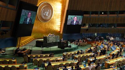 North Korean Foreign Minister Ri Yong-ho addresses the United Nations General Assembly. AFP