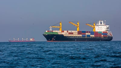 Ships remain anchored on in the Strait of Hormuz near Larak Island, Iran. Getty Images