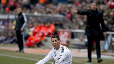 Real Madrid's Cristiano Ronaldo reacts during their La Liga loss on Saturday to Atletico Madrid. Juanjo Martin / EPA