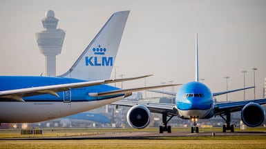 KLM planes depart from Amsterdam Schiphol Airport, as the airlines suspends flights to Dubai for most of March. Getty Images