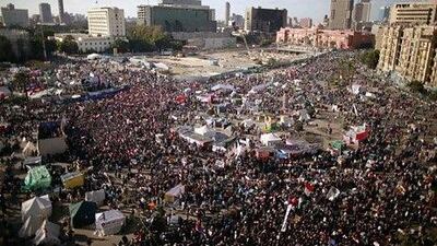 Protesters in Cairo's Tahrir Square, above. One of the main reasons for the Arab Spring was the high unemployment rate in countries such as Egypt and Tunisia, where nearly 60 per cent of the population is below the age of 25. Reuters