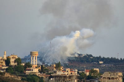 Smoke billows from a site targeted by Israeli shelling in the southern Lebanese village of Dhayra on July 4. AFP