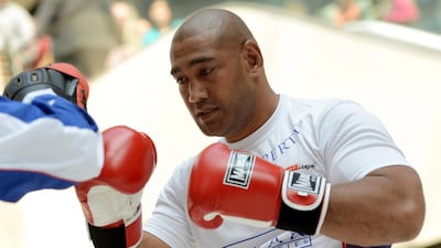 Australian heavyweight boxer Alex Leapai takes part in a public training session in Centro in Oberhausen, Germany on April 23, 2014. Leapai will challenge WBO, IBF, WBA and IBO heavyweight champion Wladimir Klitschko. EPA/CAROLINE SEIDEL